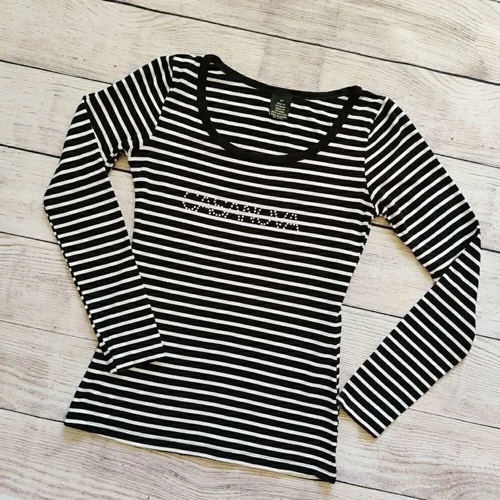 Perry Ellis striped embellished Casanova tee